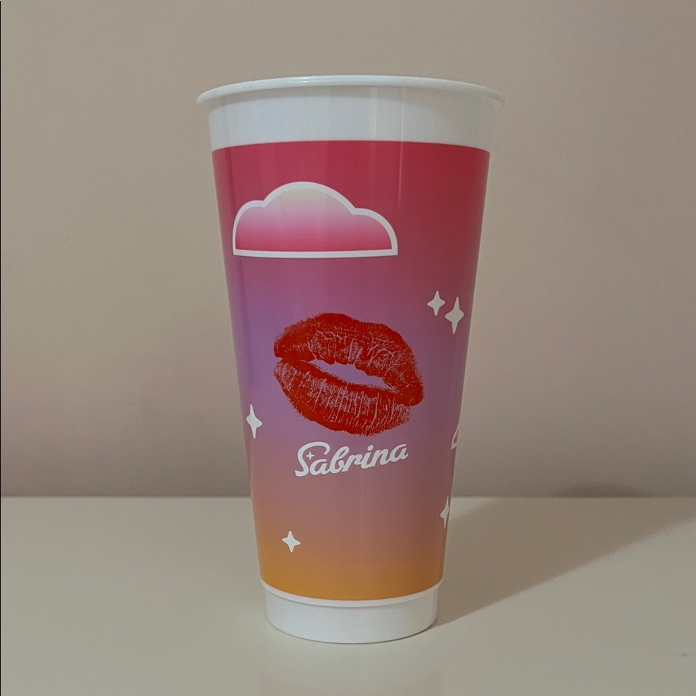 Sabrina Carpenter Dunkin Donuts Gradient Kiss Reusable Cup Pink New